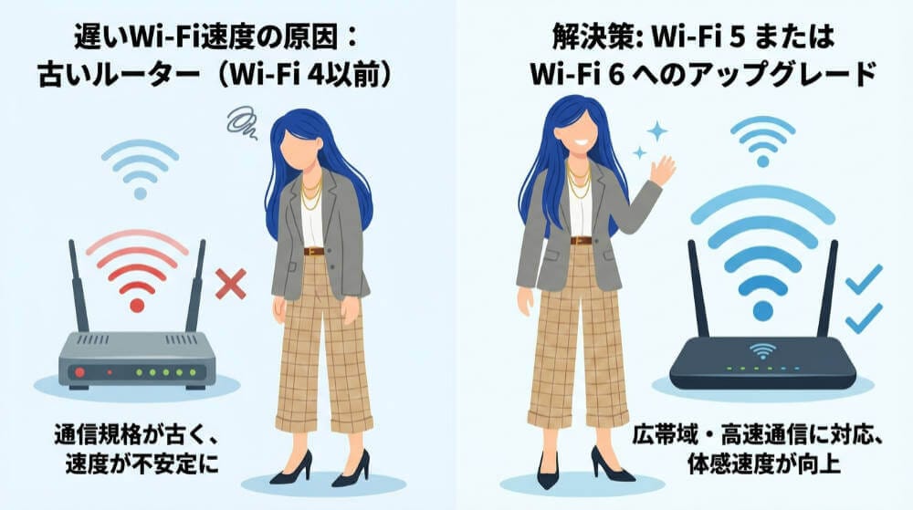 ソフトバンク光の速度が遅くなる原因:古いWi-Fiルーターを使っている