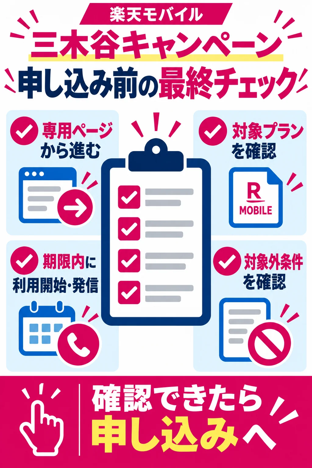 三木谷キャンペーンの申し込み前に確認する4条件