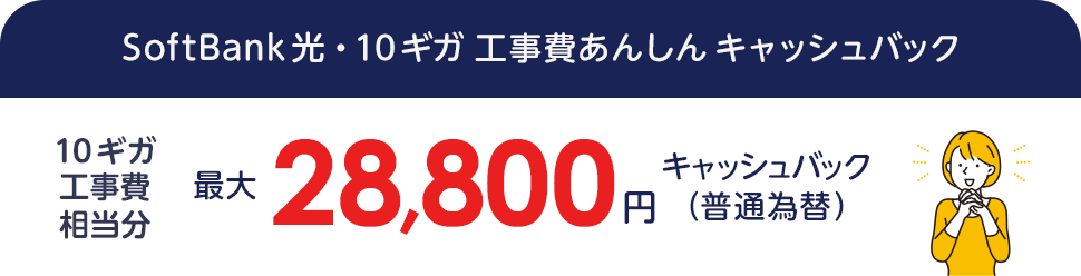 SoftBank 光・10ギガ工事費あんしんキャッシュバック