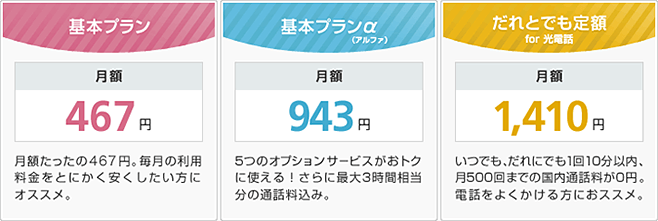ホワイト光電話 おトクな料金プラン